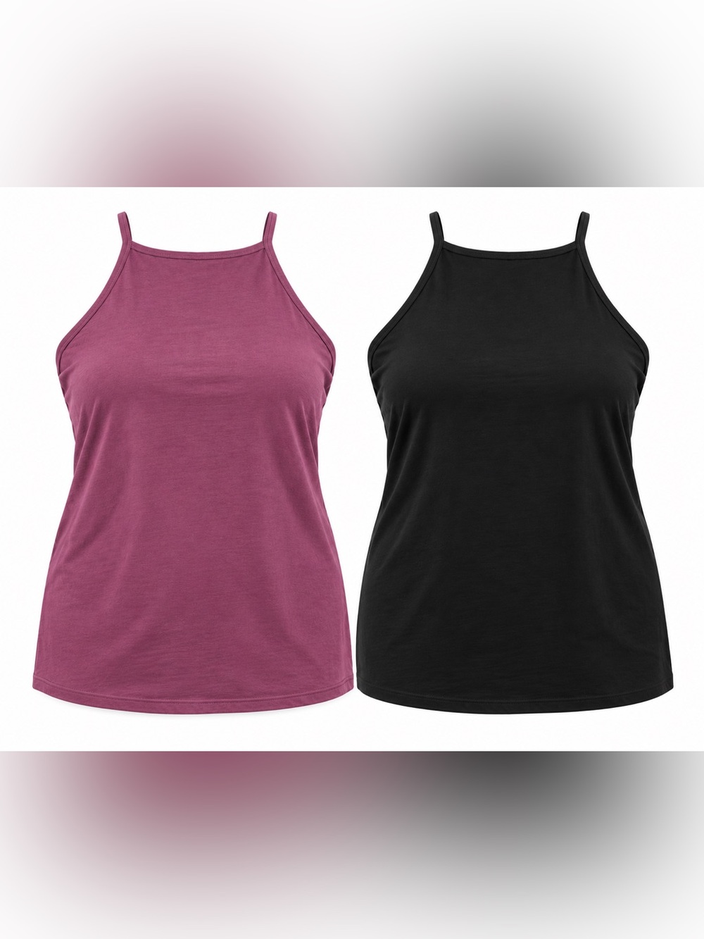torrid Two-Pack High-Neck Tanks in Plum & Black